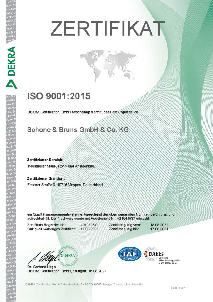 Zertifikat - DIN EN ISO 9001:2015