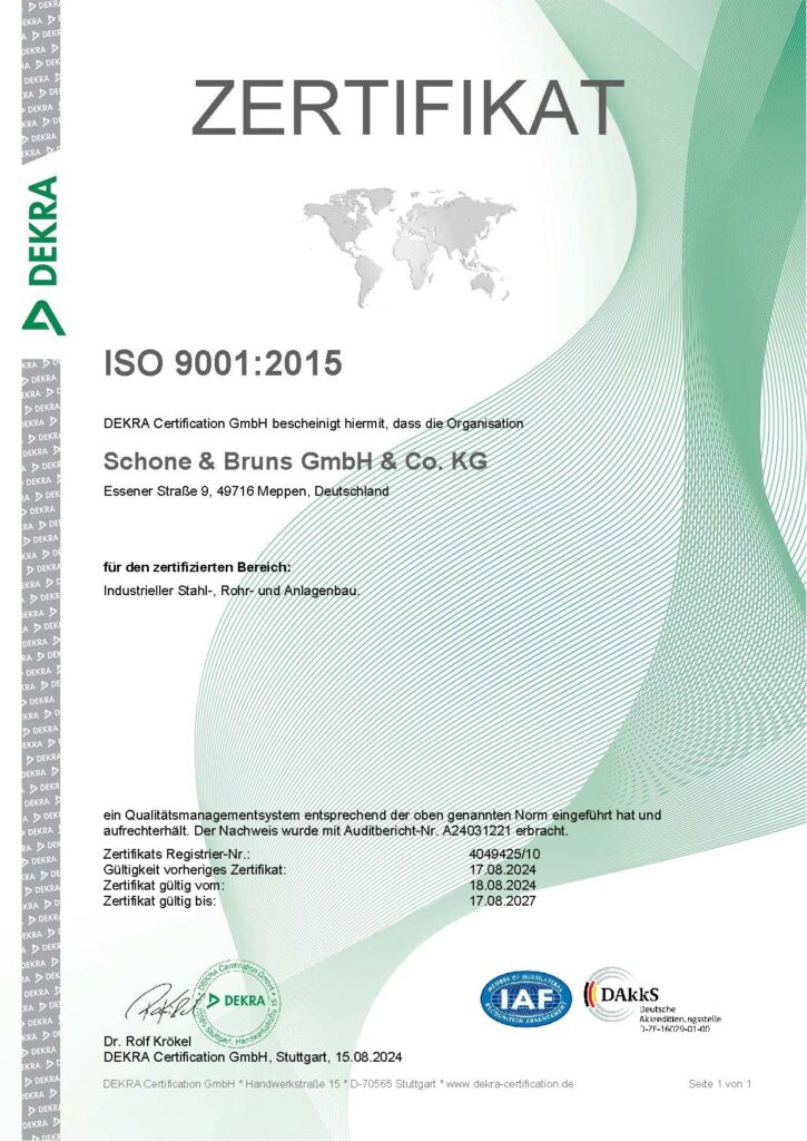 Zertifikat - DIN EN ISO 9001:2015