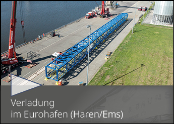 Rohrbrücke von Schone & Bruns wird im Eurohafen in Haren (Emsland) verladen.