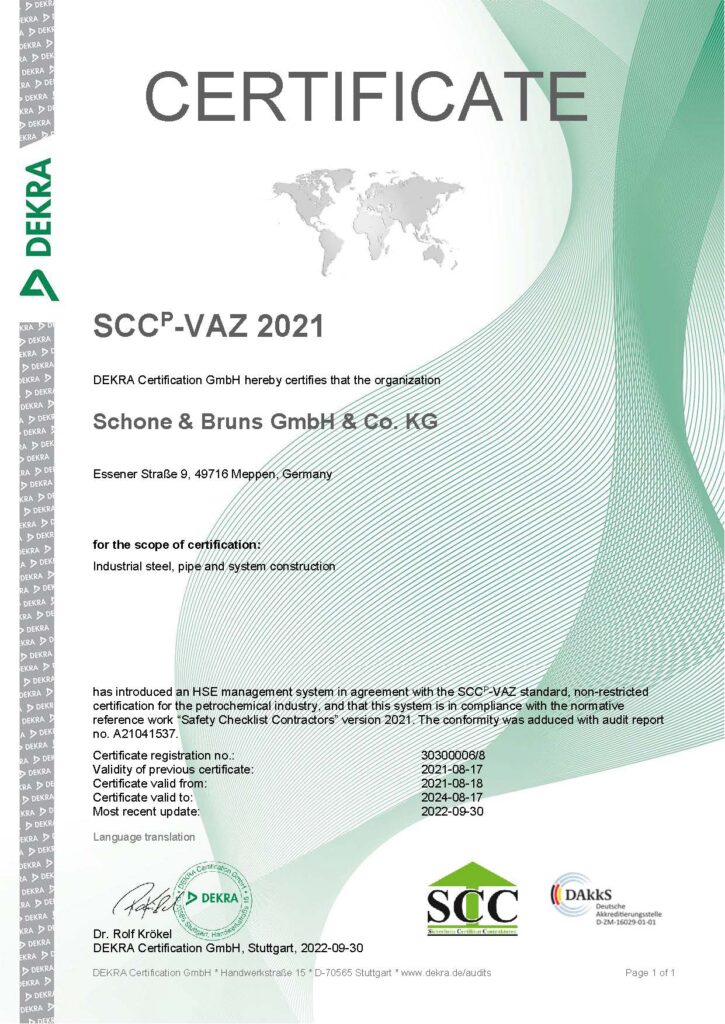 SCCP-VAZ 2021 Zertifikat